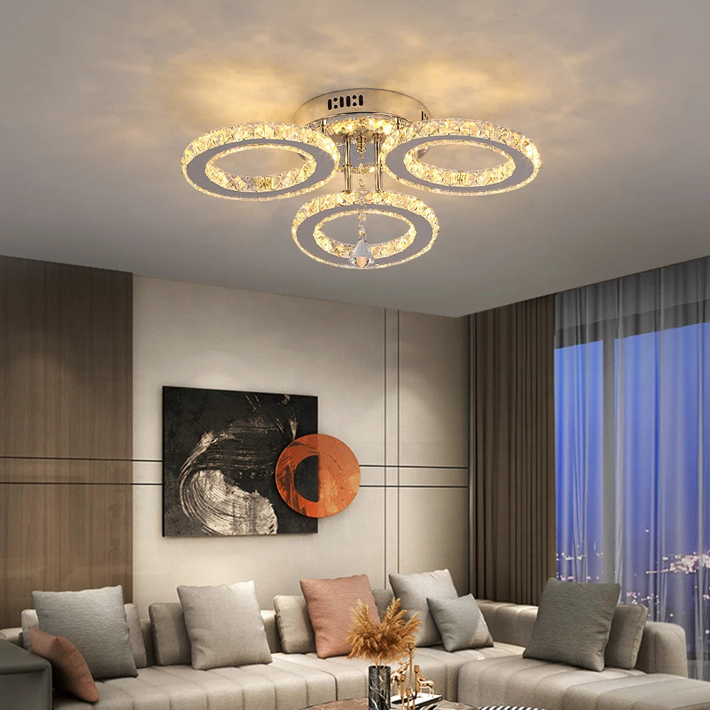 Crystal Led  Remote Control Modern Chandelier