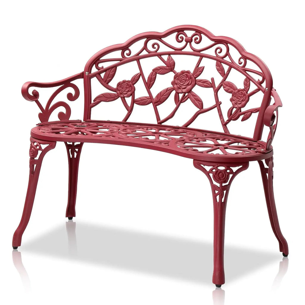 Outdoor Metal Rose Bench, 2-Person