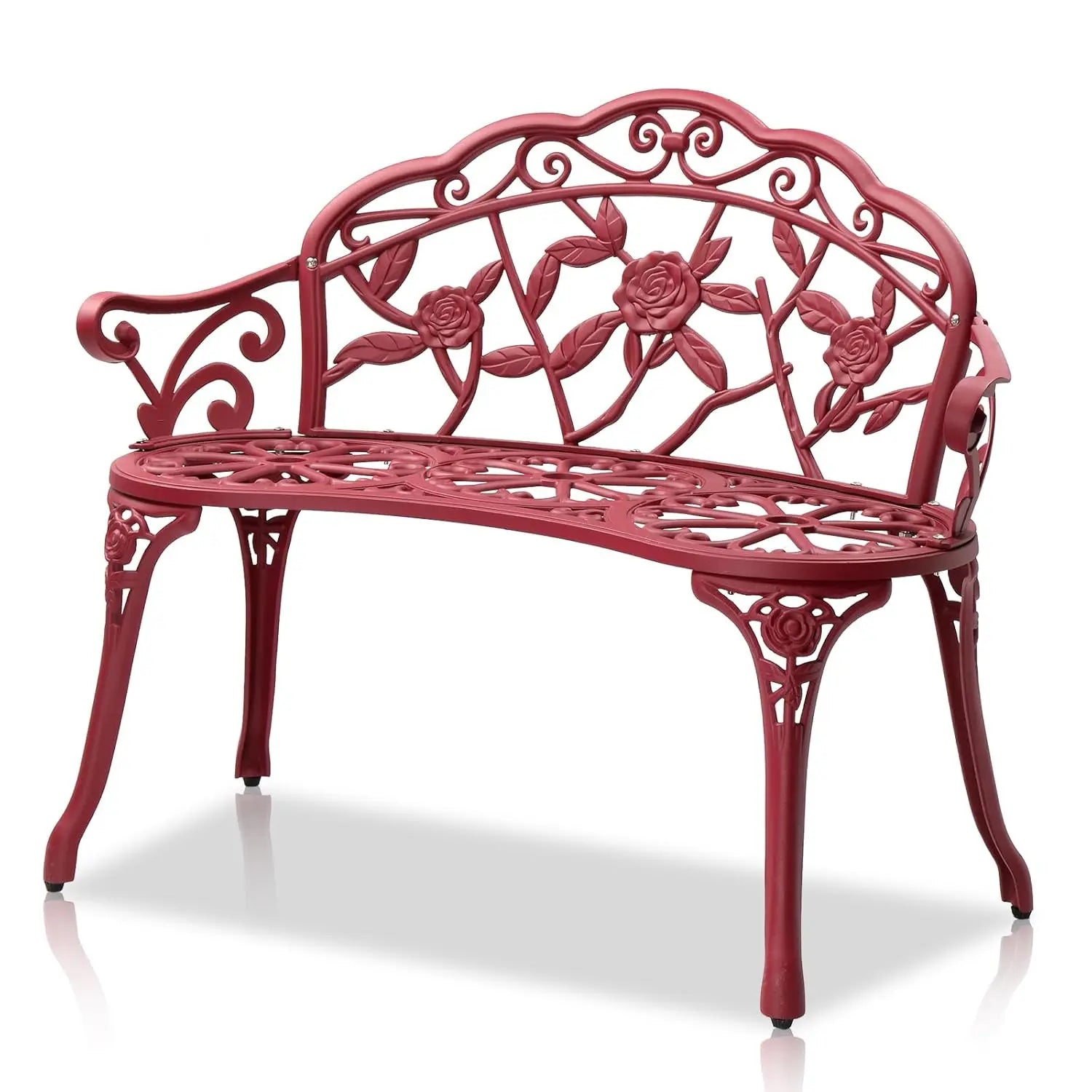 Outdoor Metal Rose Bench, 2-Person