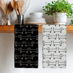 2pcs Black & White Dachshund Kitchen Towels
