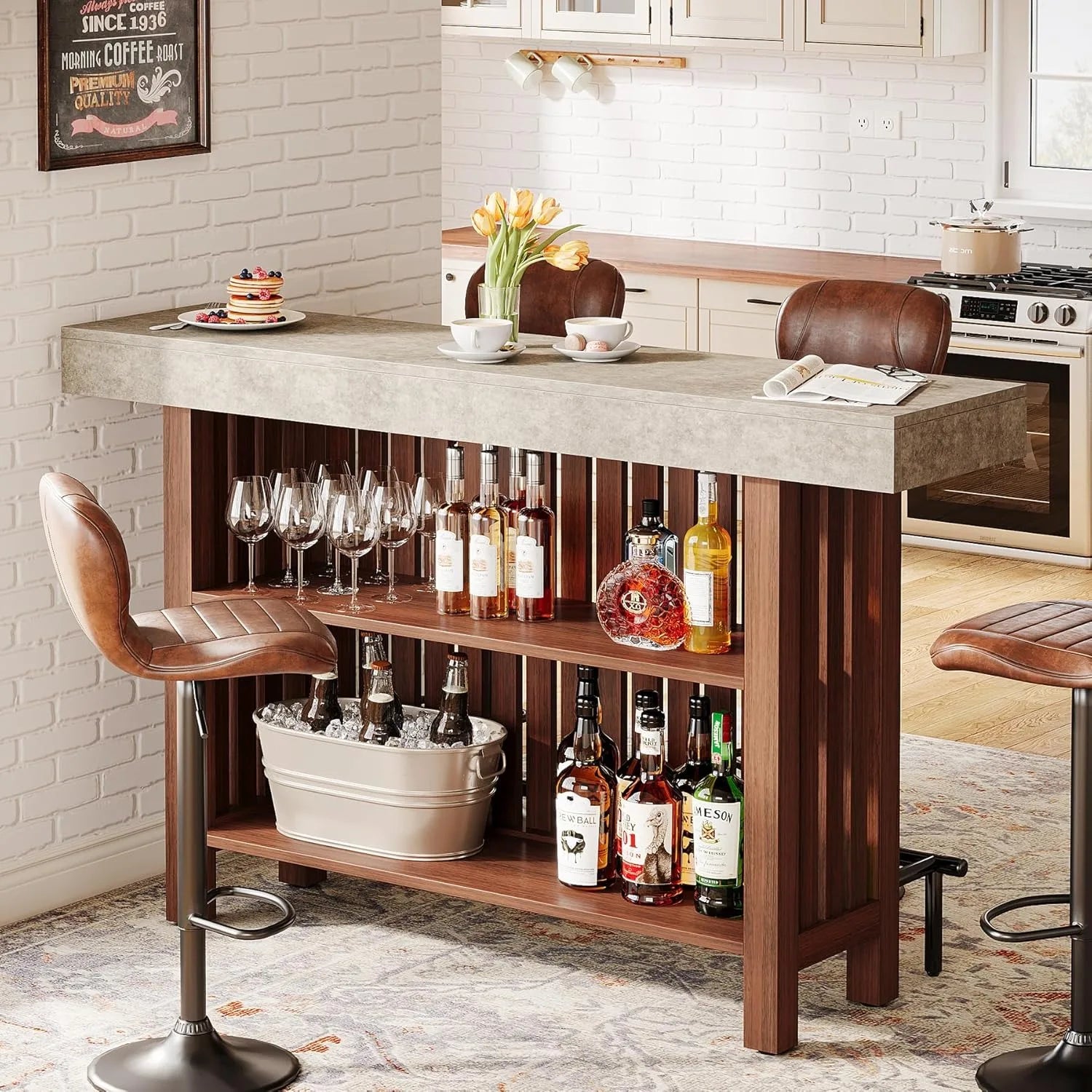 2-Tier Kitchen Island Mini Bar