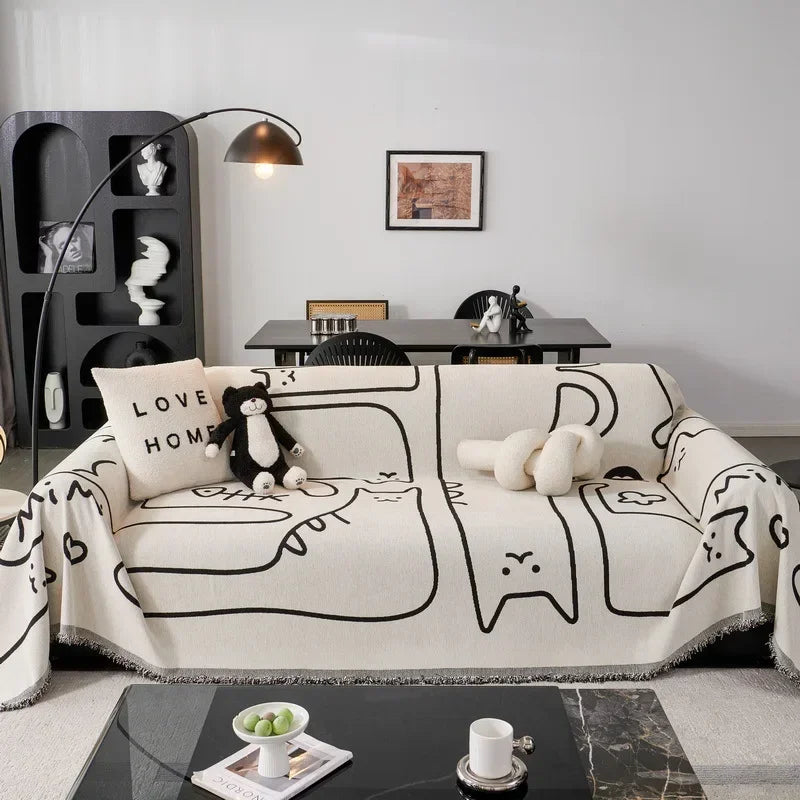 Chenille Anti-cat Scratch Sofa Cover Blanket