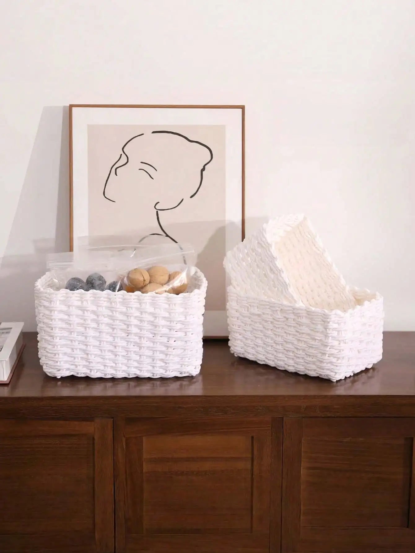 1/3PCS Handmade Seagrass Rattan Storage Basket