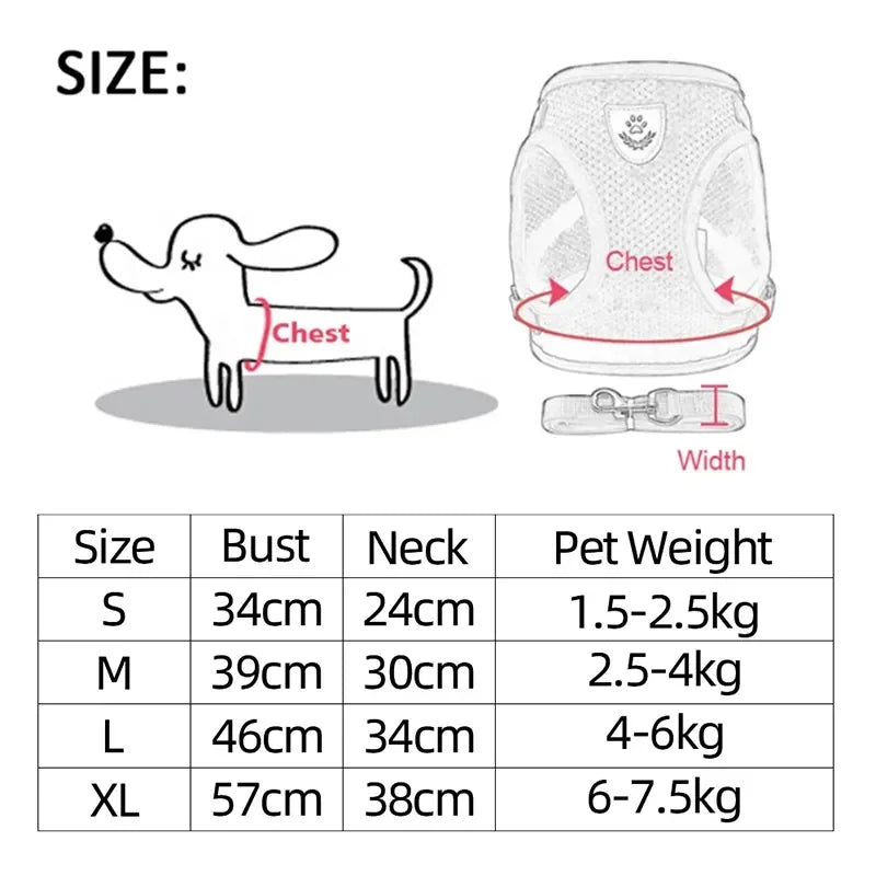 Small Pet Harness Vest, Leash