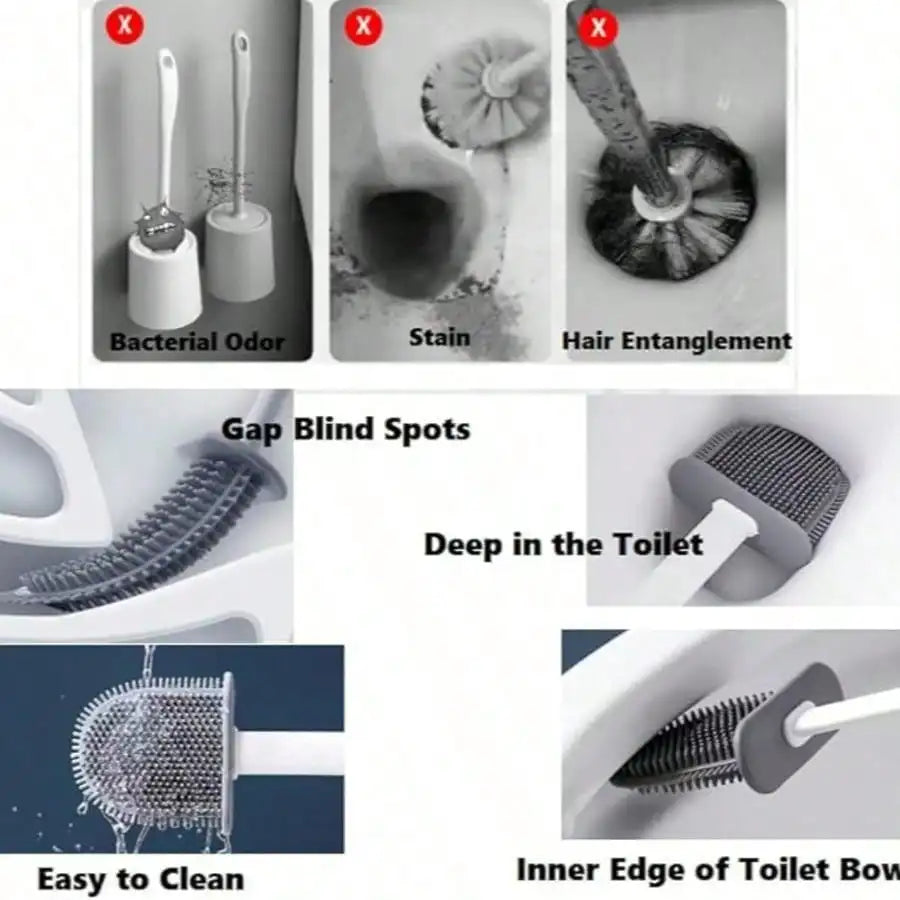 3-Piece Silicone Toilet Brush Set