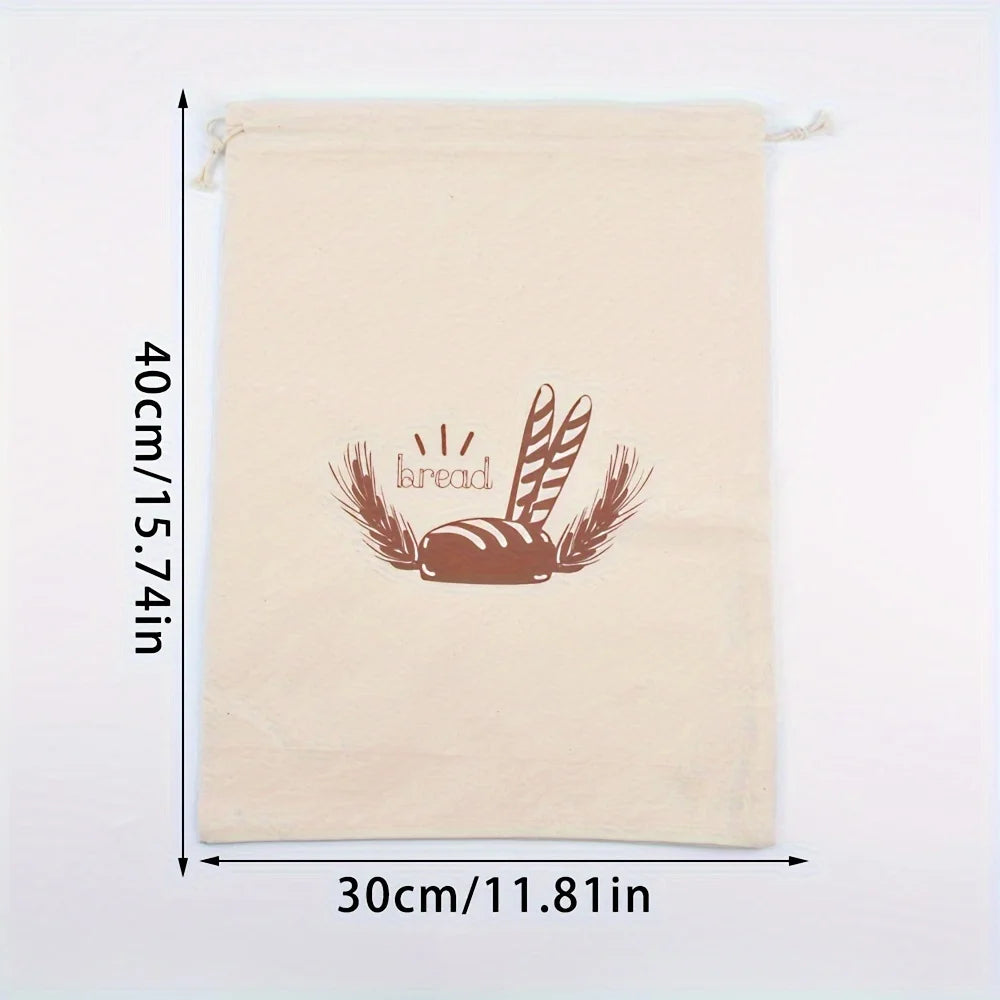 Linen Bread Reusable Drawstring Bag