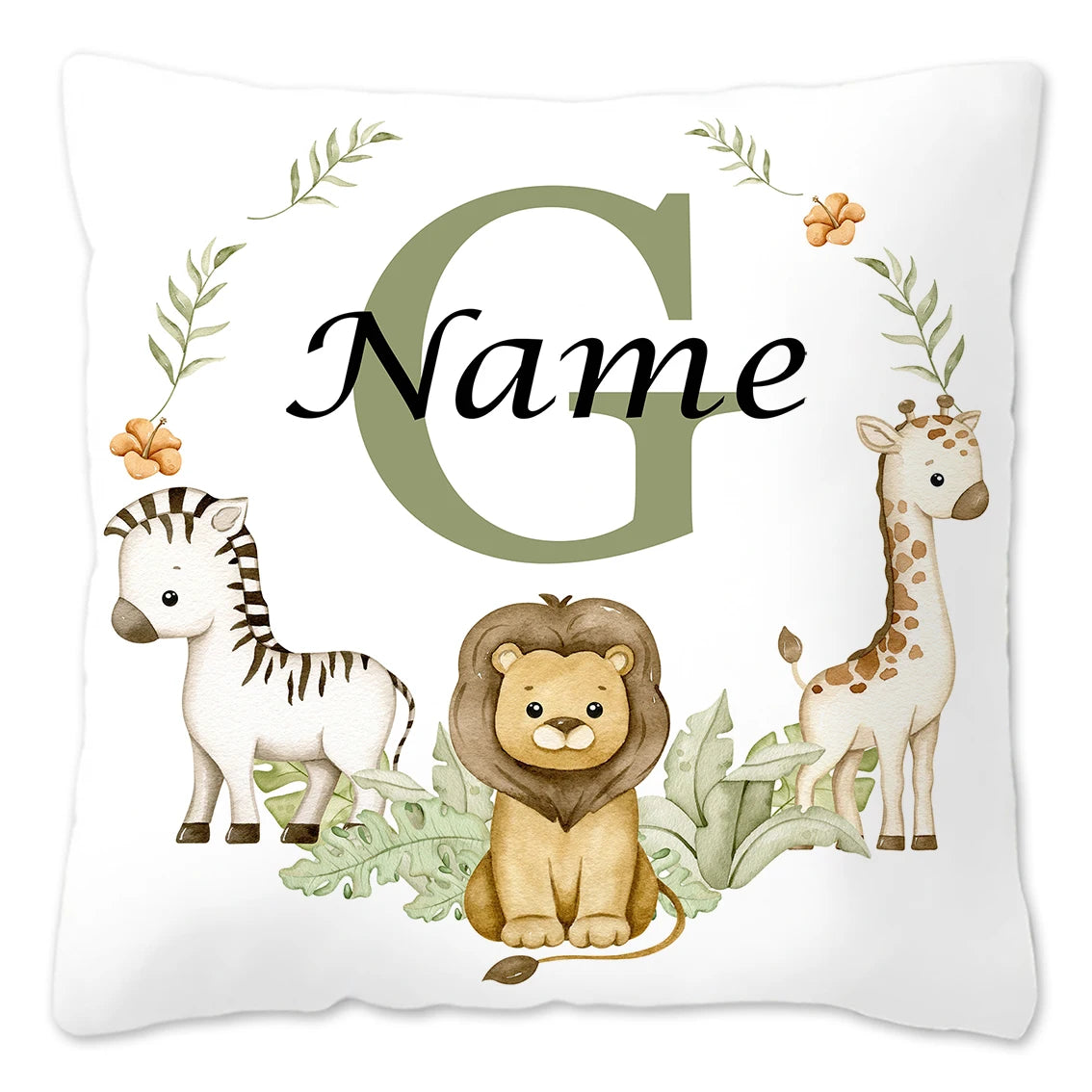 Animal with Name Pillow Case, Personalized