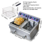 12L Electric Deep Fryer w/ Removable Tanks