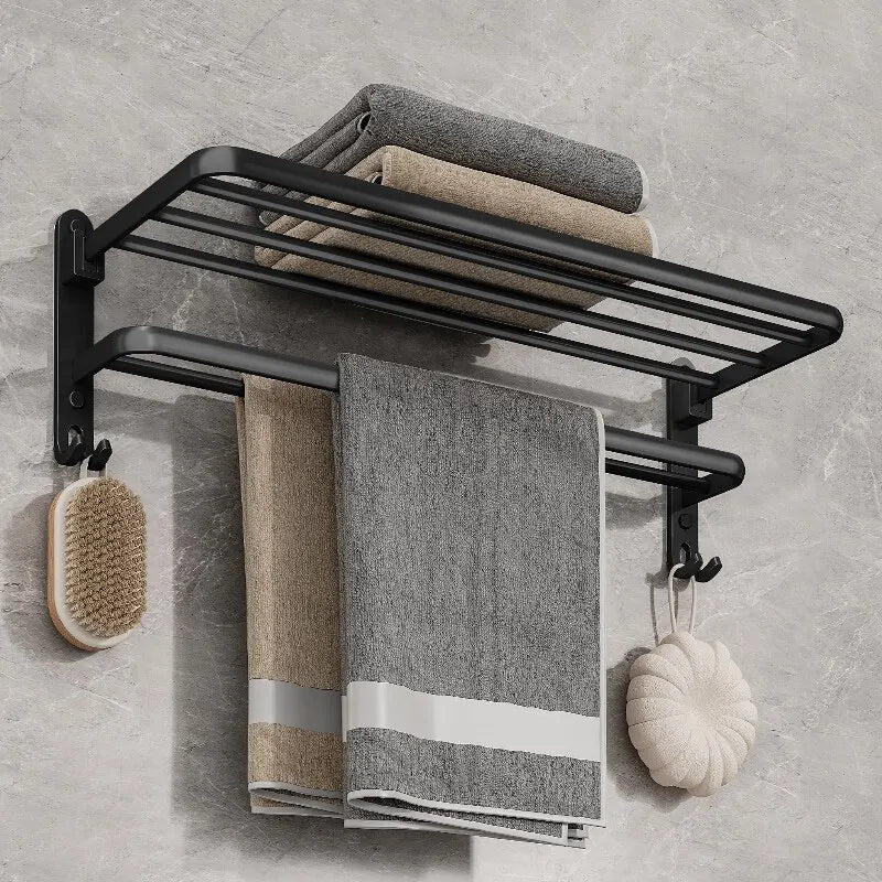 Matte Black Hook Towel Rack