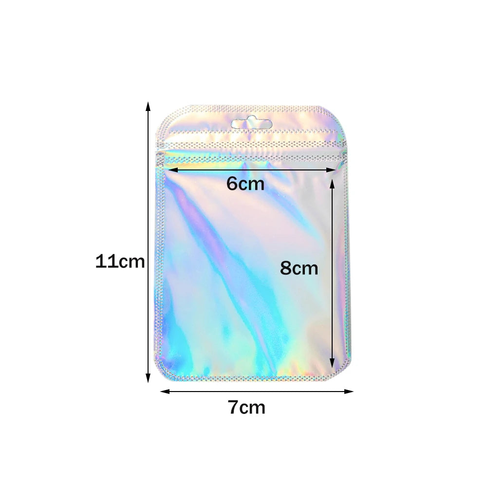 50pcs Holographic Zipper Small Food Storage