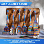 7Pcs Blue Wooden Cooking Utensils