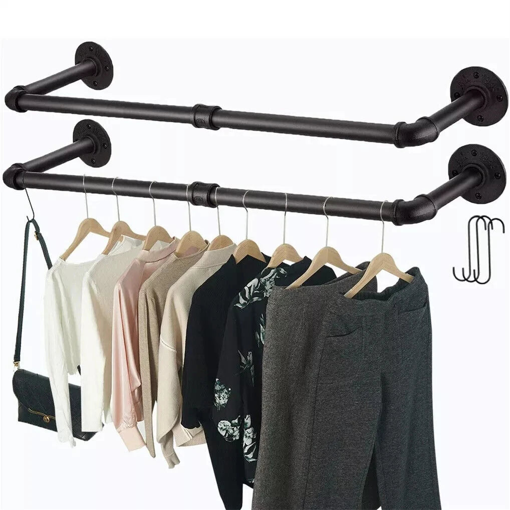 Detachable Wall Mounted Clothes Rack Black Iron