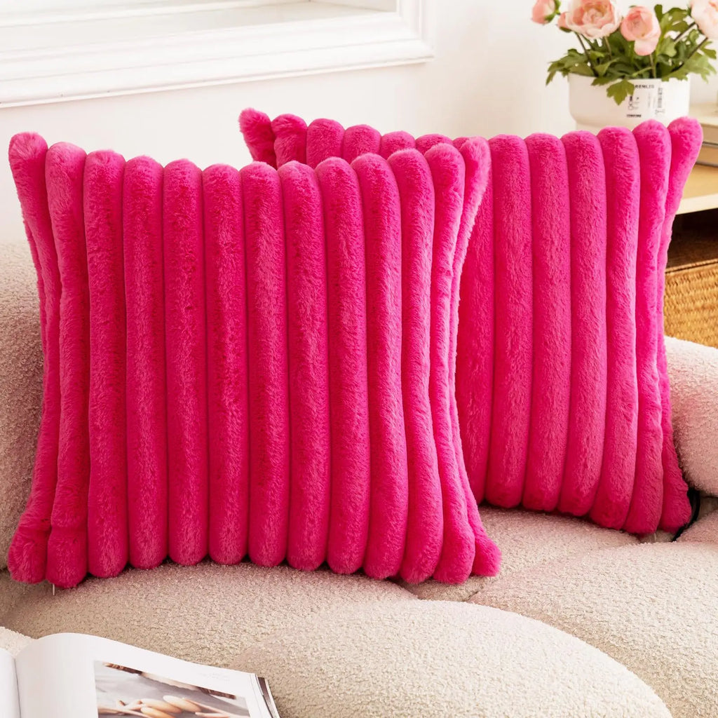 Faux Rabbit Fur Pillow Cover