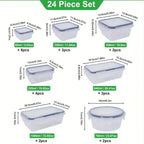 48Pcs Food Storage, 24 Containers ,Lids, Labels