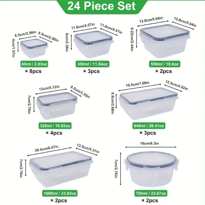 48Pcs Food Storage, 24 Containers ,Lids, Labels