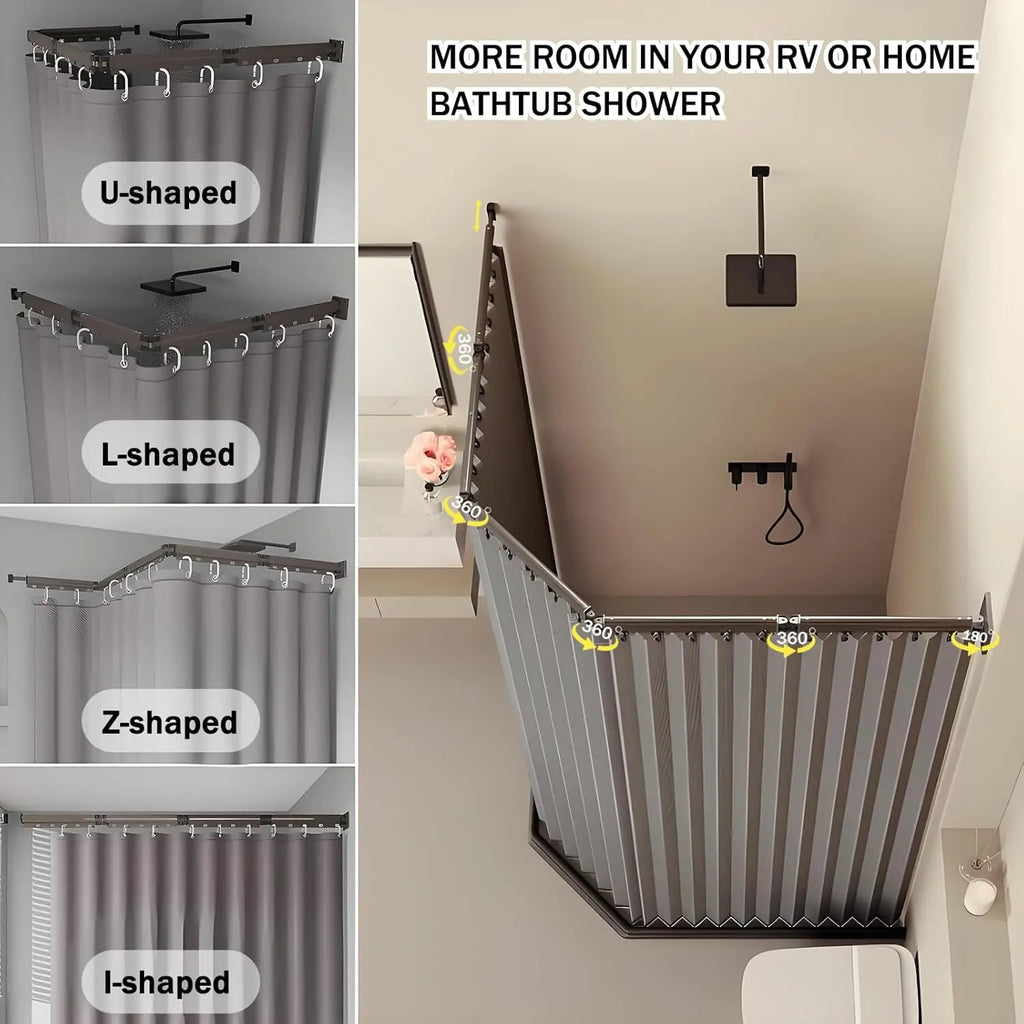 Folding Rod Shower Curtain Set