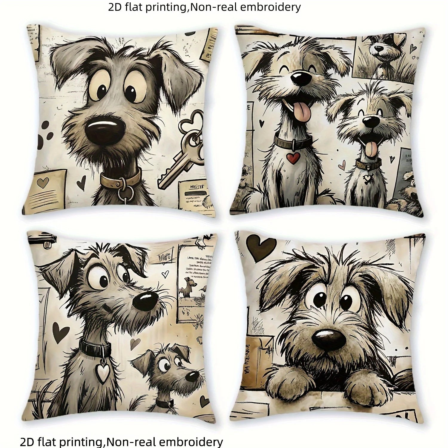 1/4pcs Dog-Patterned Pillowcases
