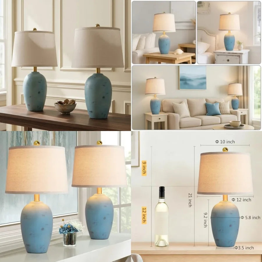 21'' (2) Coastal Ceramic Lamps