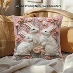 Three Rabbit Pattern Printed Pillowcase