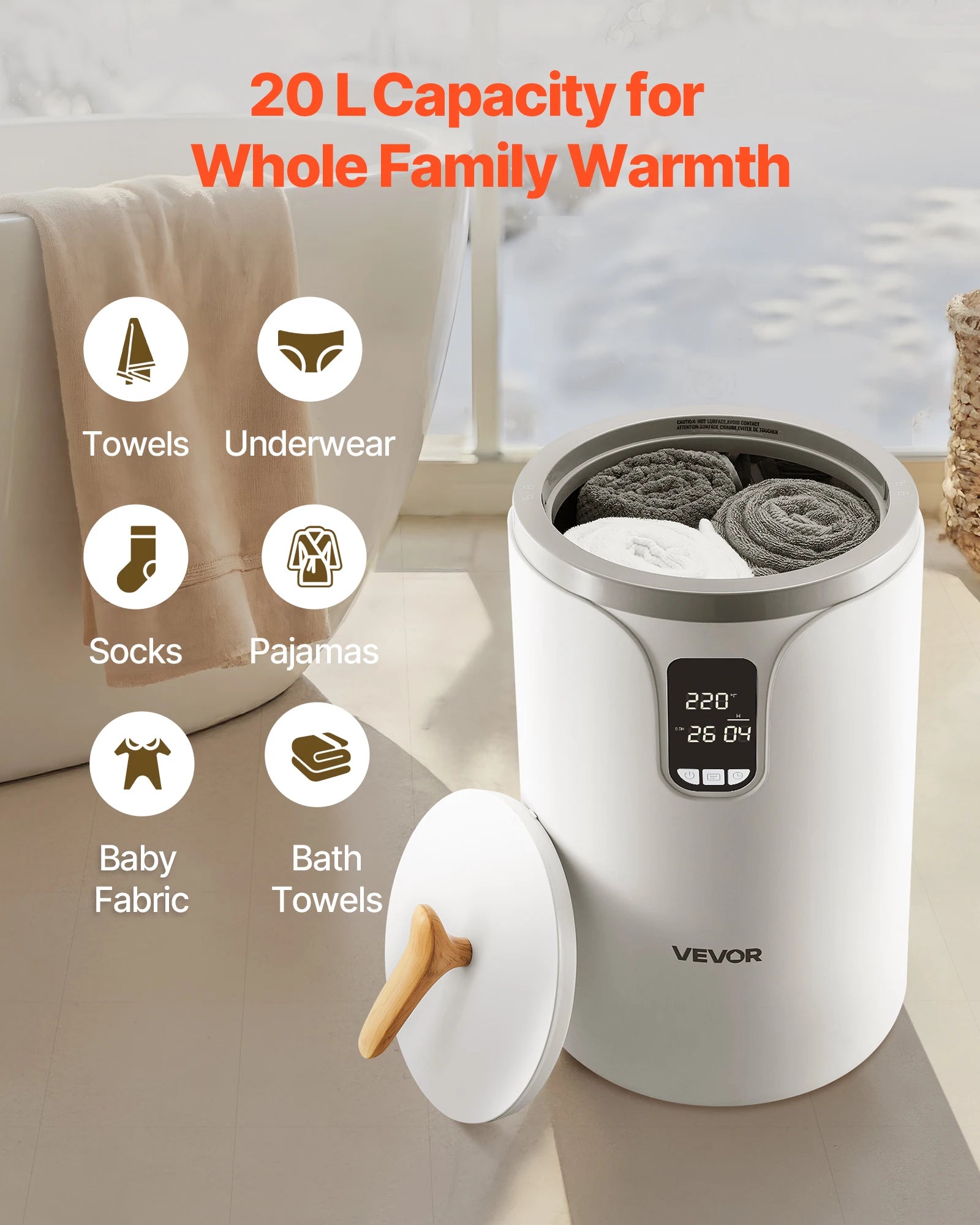 Towel Warmer Bucket with Timer