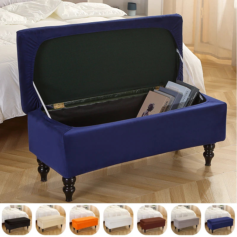 Velvet Storage Rectangle Ottoman