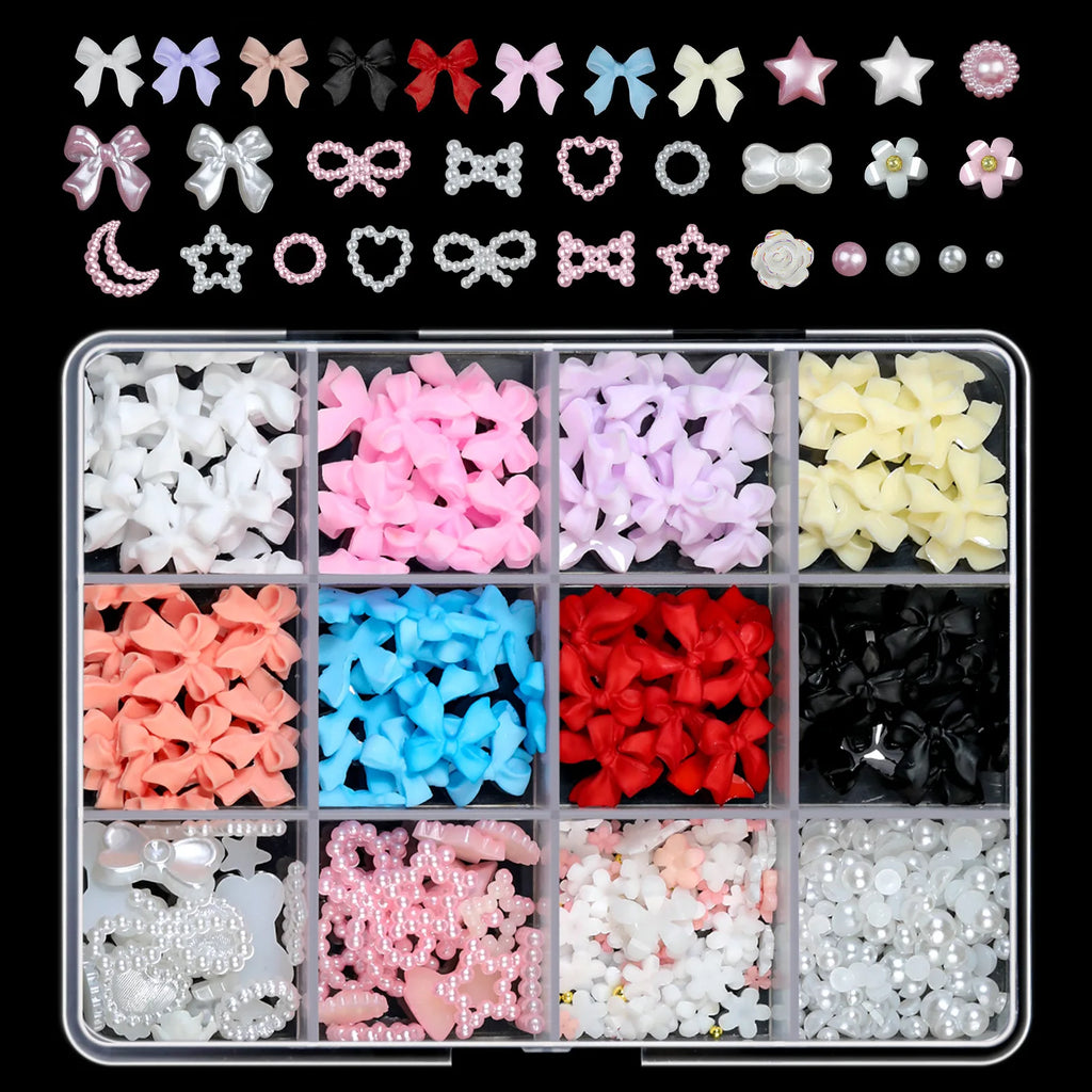 12Grids/Box Mixed Nail Charms