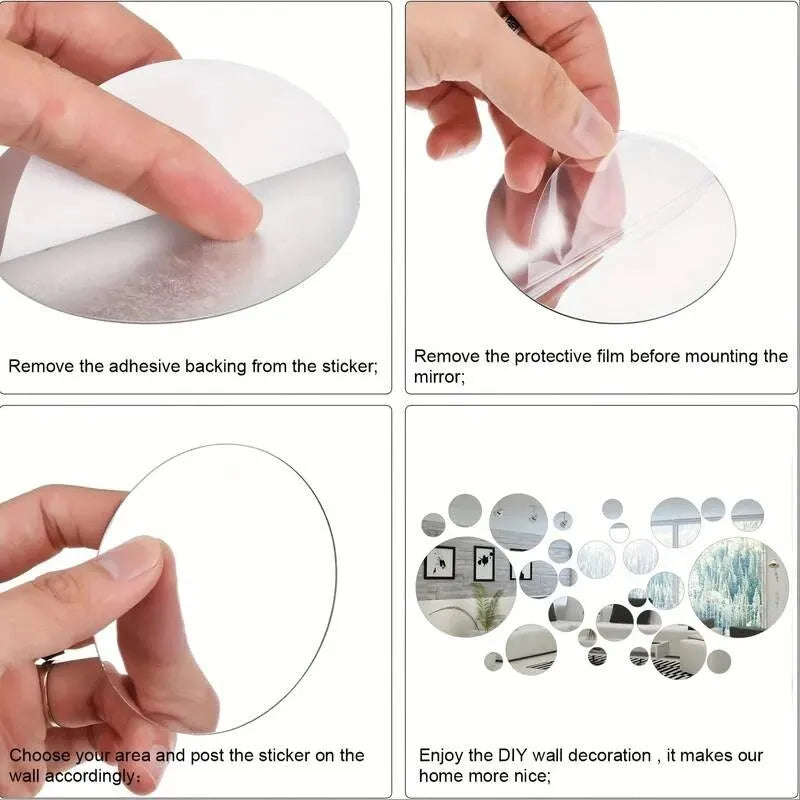 26 PCs  Acrylic Mirror Wall Sticker, round