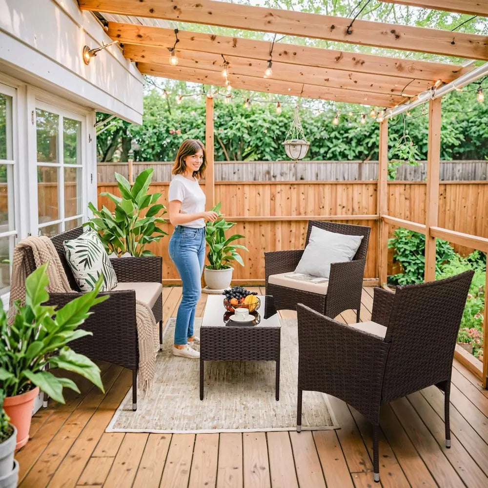 4 Pieces Outdoor Patio Furniture Sets