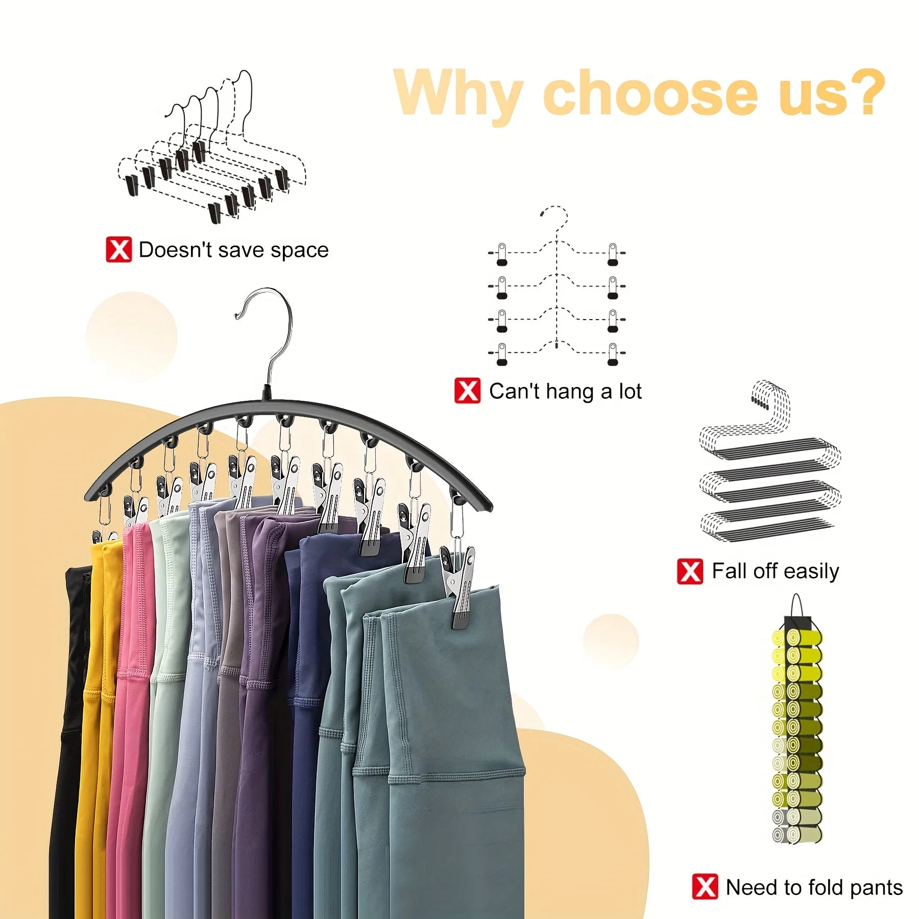 Curved Shape Hanger, 10 Hanger Clips