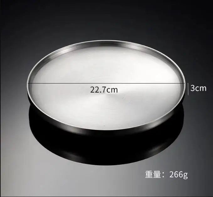 Thick Stainless Steel Round Dinner Plate
