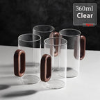 2/4/6pcs Glass Mug With Wooden Handle