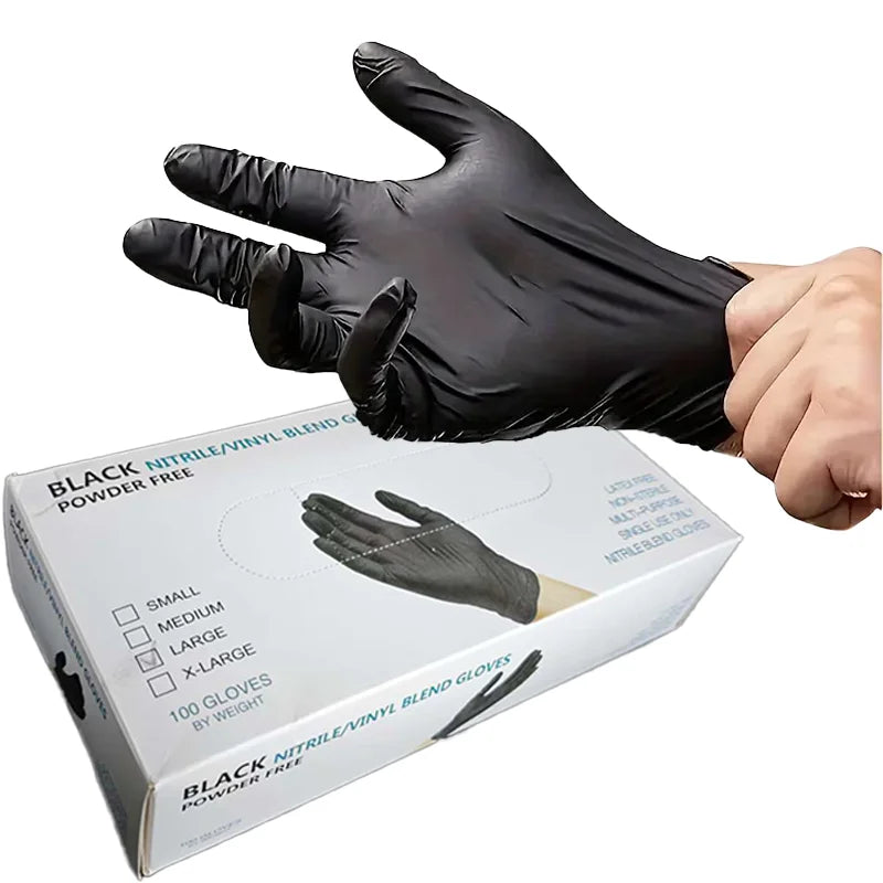 Heavy Duty Black Nitrile Gloves 100PCS, Disposable