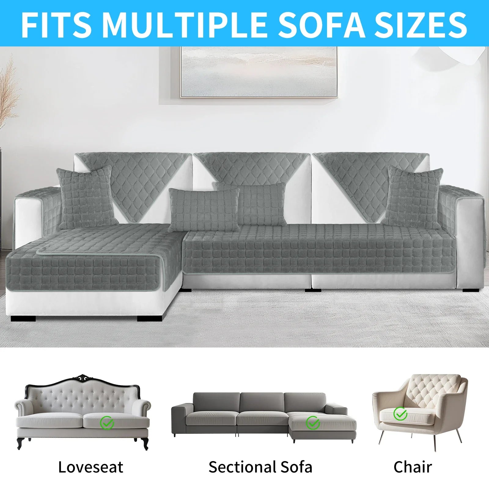Flannel Quilted Sofa Covers