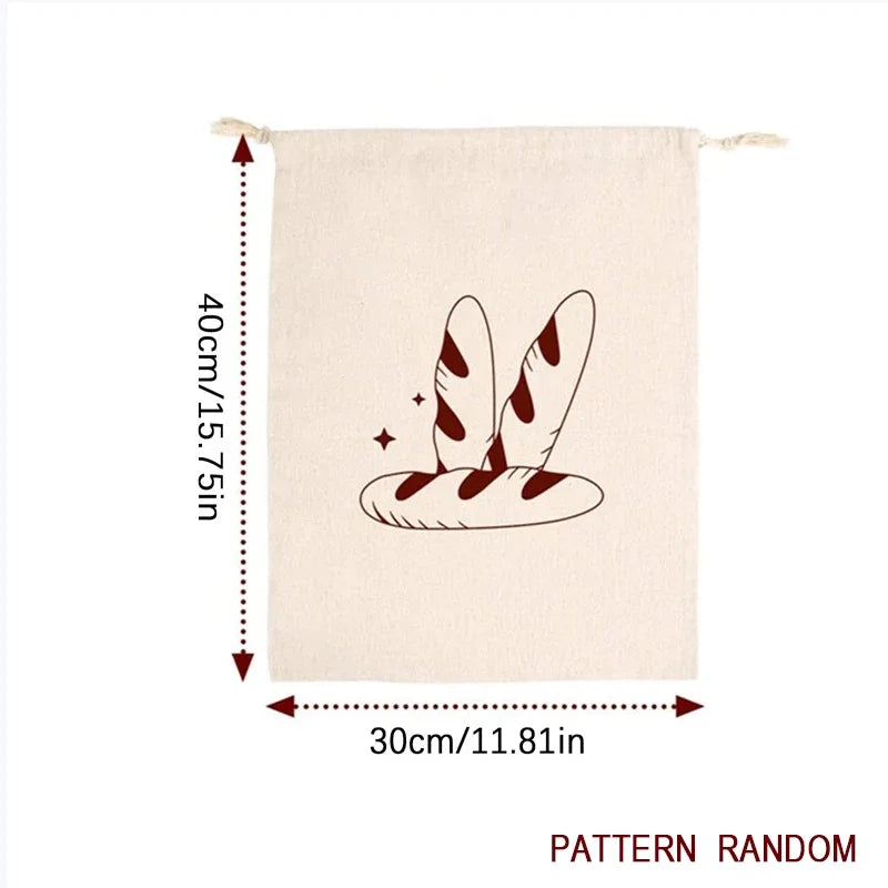 Linen Bread Reusable Drawstring Bag