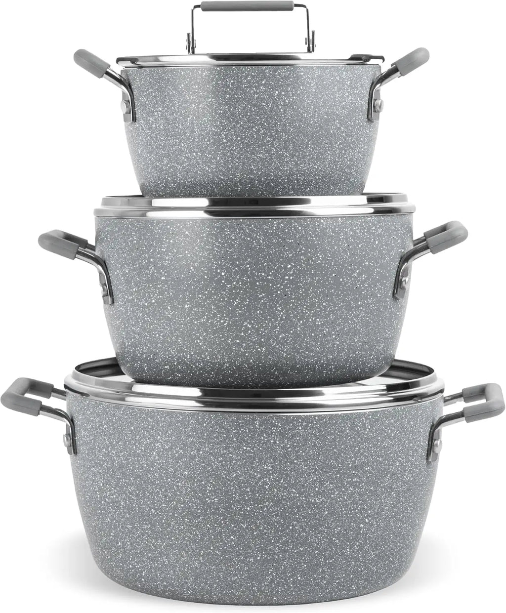 Nonstick Stackable Cooking Pots Set, 6-Piece Gray