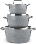 Nonstick Stackable Cooking Pots Set, 6-Piece Gray