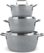 Nonstick Stackable Cooking Pots Set, 6-Piece Gray