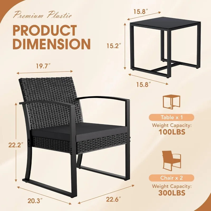Resin 3 Piece Set, Cushions, and Table