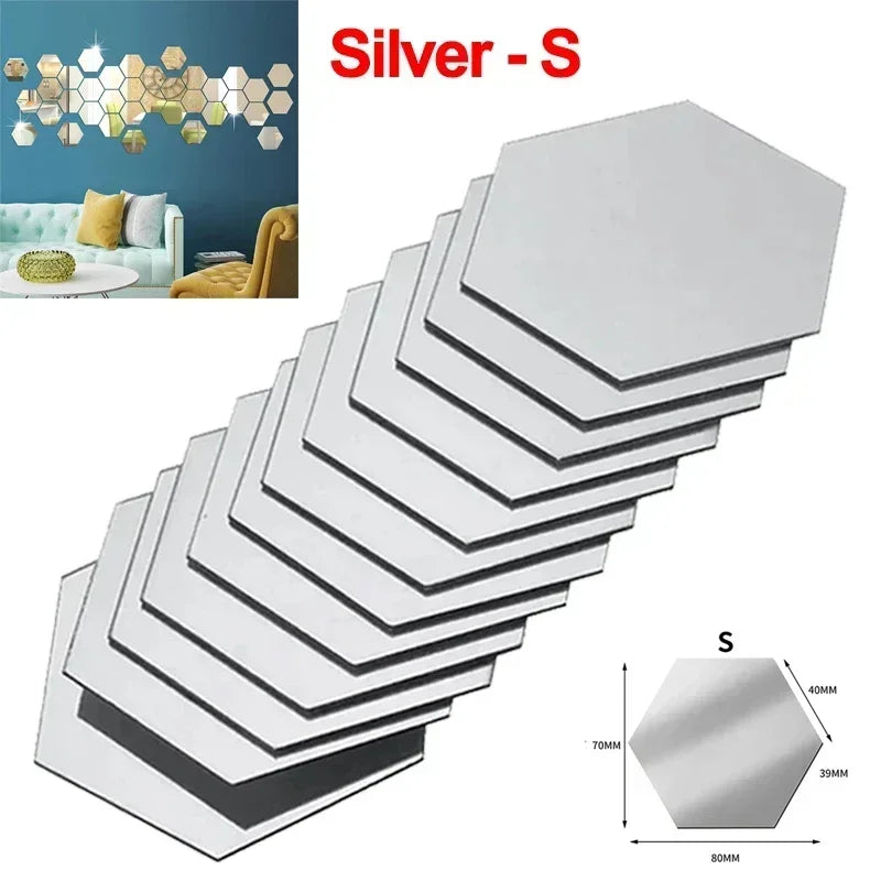 Hexagon Acrylic Mirror Wall Sticker