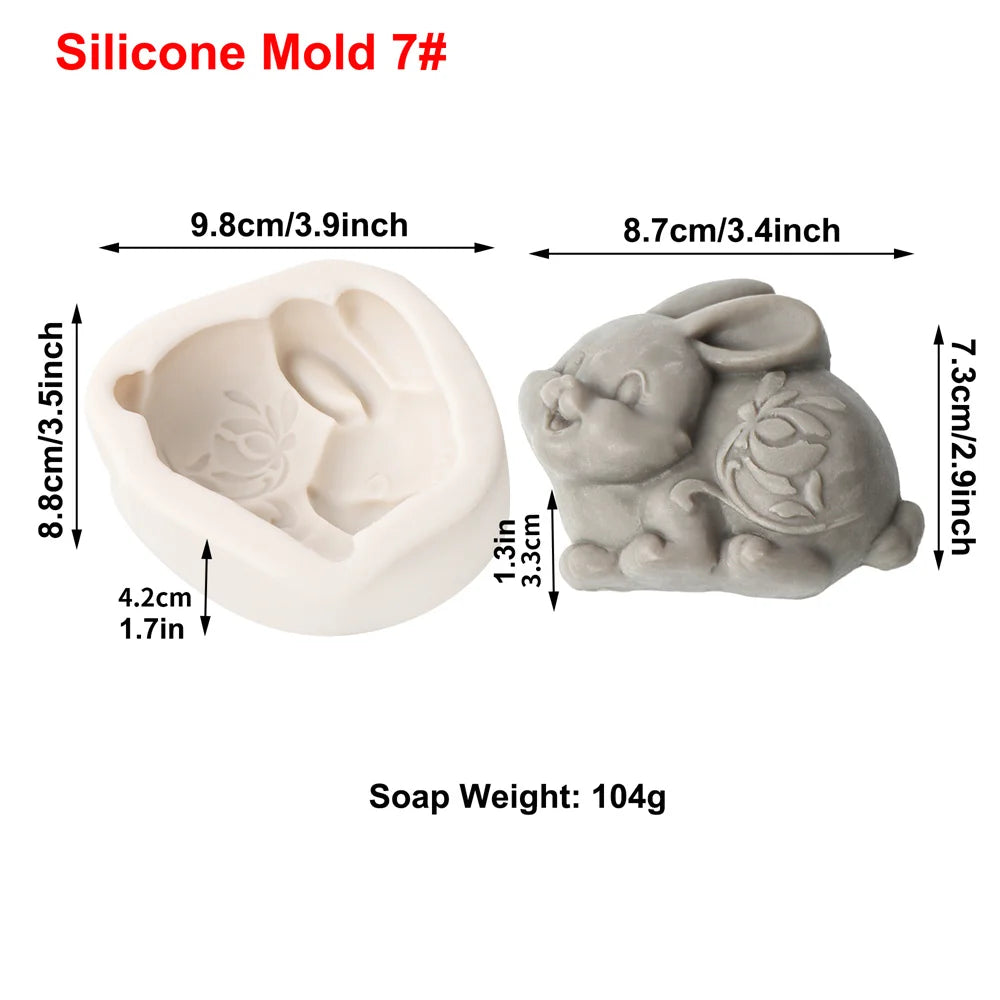 Rabbit Silicone Mold Bunny with Flower