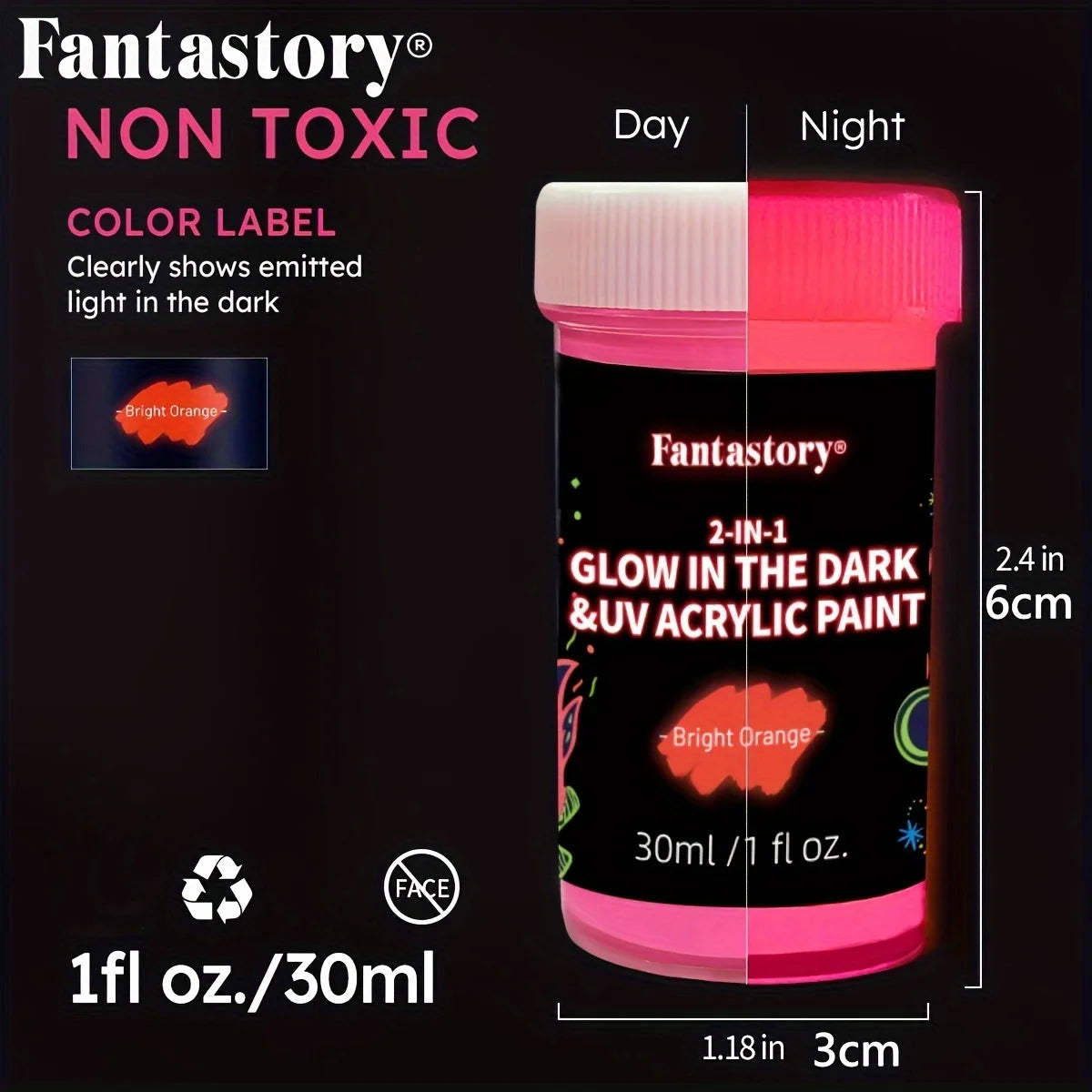 Acrylic Paint Set, 10 Neon / Glow in the Dark