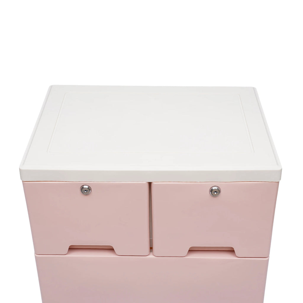 Pink Storage Cabinet/ 6 Drawers/ Lock