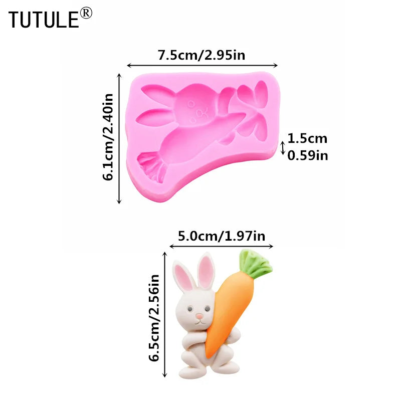 Bunny with flowers Silicone Mold