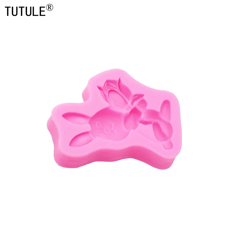 Bunny with flowers Silicone Mold