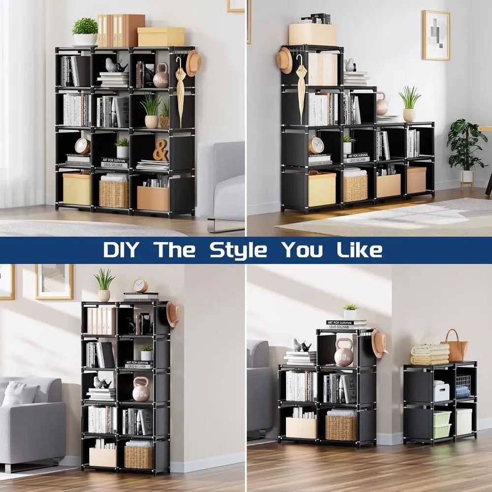Book Shelf, 12 Cube Storage Organizer, Metal