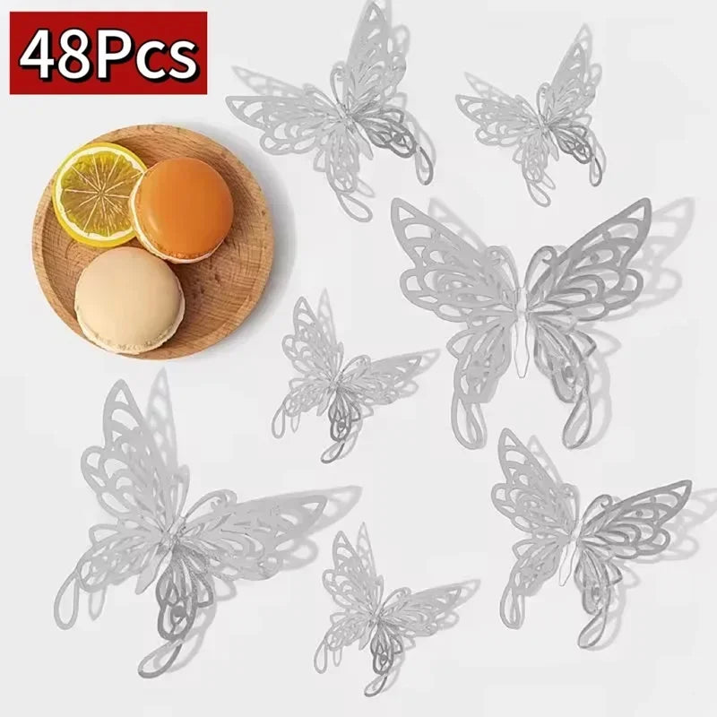 12/48Pcs 3D Butterfly  Wall Sticker