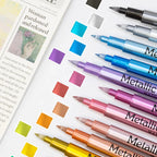12 Colors Brush Metallic Paint Markers
