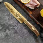 Gold Rose Pattern Kitchen Knife