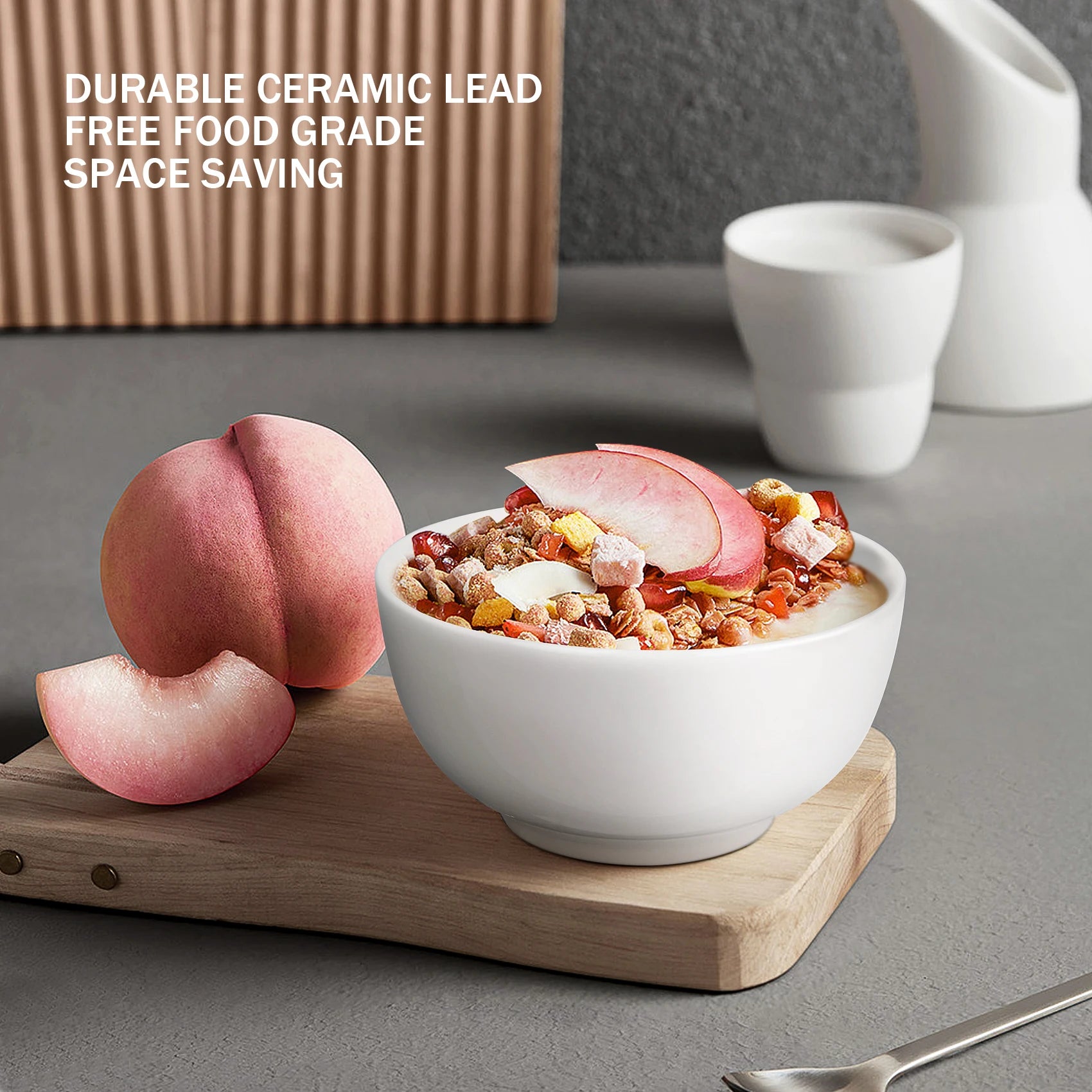 8-10 Ounce Porcelain White Ceramic Bowls