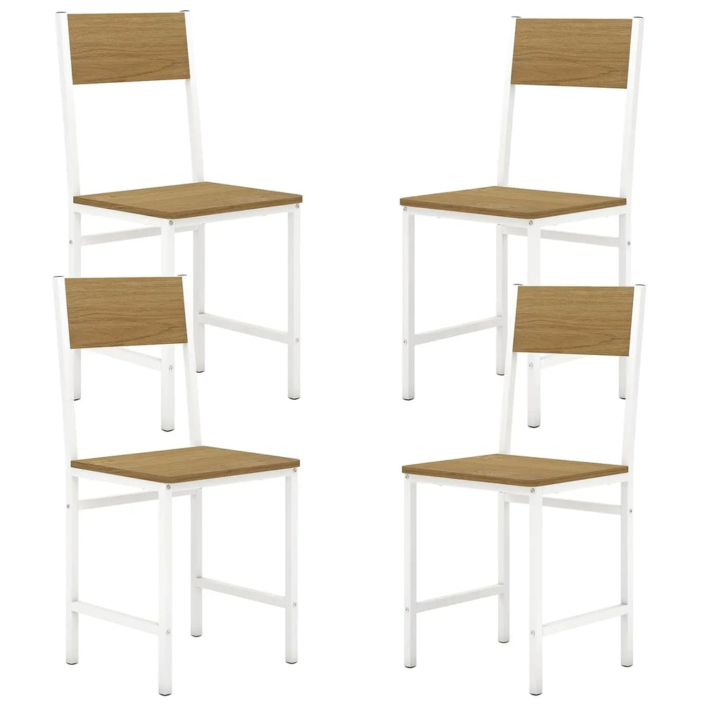 Dining Chairs Set of 4, Industrial Kitchen Chairs with Metal Legs, Slanted Back, Rustic Wood Grain, Armless Side, Customized